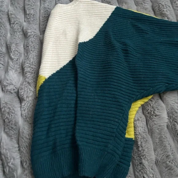 Express Women's Ribbed Cowl Sweater - Cream and Yellow - Picture 5 of 6